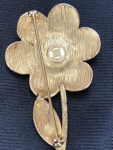 givenchy daisy pin|Vintage Givenchy Daisy Flower Pin Brooch Signed Gold Faux .